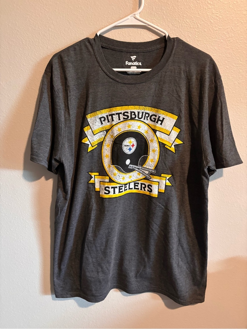 Pittsburgh Steelers Gray Graphic T-Shirt Fanatics Size L